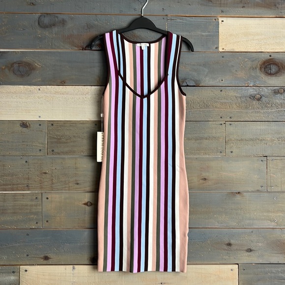 $428 Ronny Kobo Arielle Striped Bodycon Knit Mini Dress Retro 90s - Picture 2 of 12